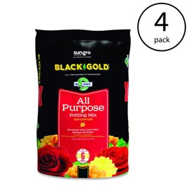 SunGro Black Gold All Purpose Potting Soil Fertilizer Mix for House Plants, Vegetables, Herbs and More, 8 Quart Bag (4 Pack)