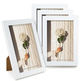 Kromapolis Pack of 4 Small Picture Frames, Environmentally Friendly MDF Frame, 10 x 15 cm, Screw Lock Back Panel, High-Quality Acrylic Glass, White Exterior