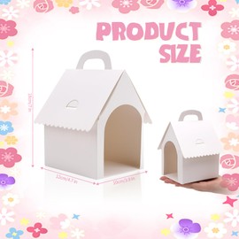 HSchumann 30 Pcs Dog Party Favor Boxes, White Dog House Shaped Treat Gift Boxes with Holes, Foldable with Handle for Back to School Parties, Puppy Pet Adoption, Kids DIY Crafting, Birthday Supplies