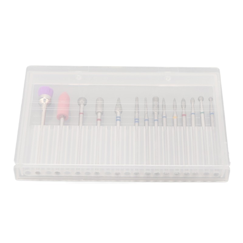 20 Holes 14pcs Nail Grinding Head Holder Manicure Pedicure Bits
