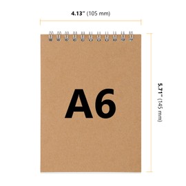 SEUNMUK 30 Pack A6 Spiral Bound Sketchbook, 60 Sheets / 120 Pages Brown Hardback Sketchbook, Kraft Drawing Pad for Portrait, Sketching, Drawing, Scrapbooking, Upturning Type