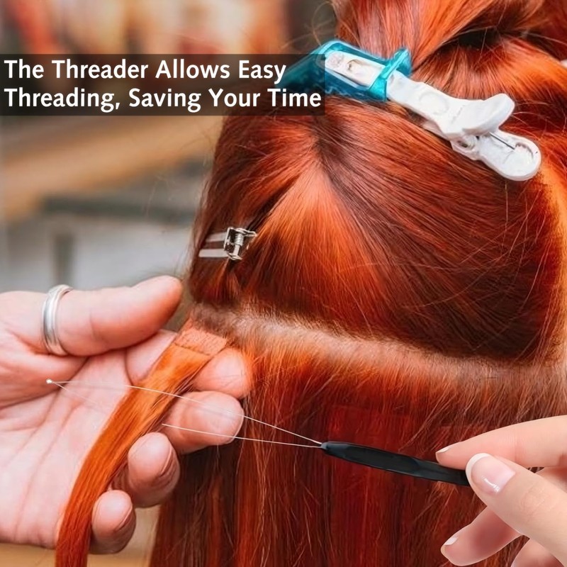 Hair Extension Tools,10 Pieces Extension Loop Threader, Nano Beads Device