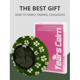 Years Calm Shower Caps For Women Reusable Waterproof，Pattern And Solid Color Dual-Layer Design For Dual-Layer Usable，Protects Hair In Shower, Spa, Cooking, Clean & Travel (Green, One Size)