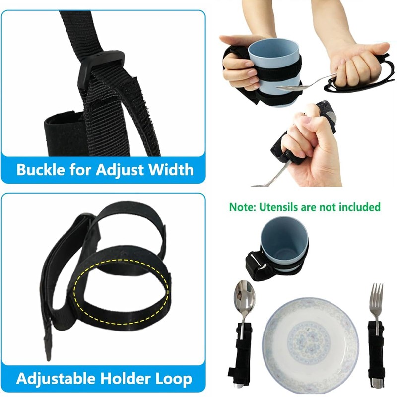 hllonn 2 PCS Adjustable Universal Utensil Holder Cuff - Black
