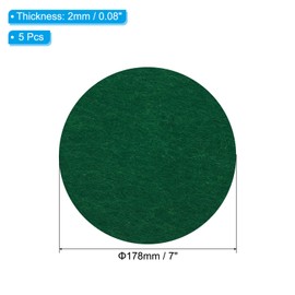 PATIKIL 7 Inch Diameter Lamp Base Felt, 5Pack 2mm Thickness Round Soft Adhesive Non-Slip Anti-Scratch Backed Felt for Lamp Furniture DIY Craft, Dark Green