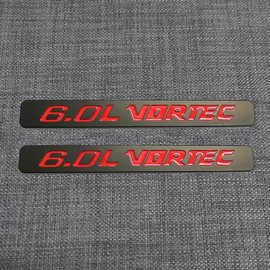 2Pcs 6.0L Vortec Emblems 3D Engine Badge Compatible with 1500 2500Hd 3500Hd Silverado Sierra Truck (Red)