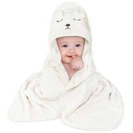 Aolso Baby Towels with Hood, Baby Bath Towels, 80x80cm Soft and Absorbent Large Baby Bath Towel for Newborn and Infant, Toddler Bath Towel for Boys and Girls (White)