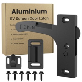 Safoner Aluminum RV Screen Door Latch Left Handle Replacement Kit for Travel Trailer, Camper, Motorhome- RV Accessories for Inside