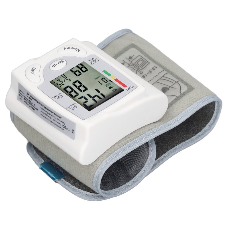 Wrist Blood Pressure Monitor Adjustable Cuff Large LCD Display Digital