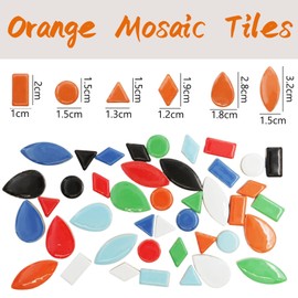 50 Pieces Ceramic Mosaic Tiles for Crafts, Assorted Colors Petal Mosaic Ceramic Pieces Mosaic Handmade Material Supplies for Mosaic Project Lovers and Beginners, Mosaic Kits for Adults - Orange