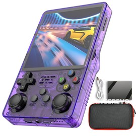 R36S Plus Handheld Game Console 4.0-in 720*720 IPS OCA Screen RK3326 3200mAh r36splus with Portable Case T-Purple-64GBVer.