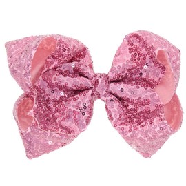 Love Fairy Girl's 8'' Fashion Big Bow Hairpin Sequins Hair Clip for Daily Life Travel Party Festivals (Pink)