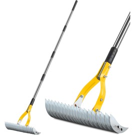 Niovrooro Thatch Rake,15" Lawn Dethatcher Rakes,Dead Grass Remover,Manual Dethatching Rake with Adjustable Length Handle,Scarifier Rake,Thatching Rakes for Lawns Grass Loosening Soil