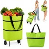 Foldable Shopping Bag with Wheels, 2-in-1 Foldable Shopping Cart, Ultra-Light