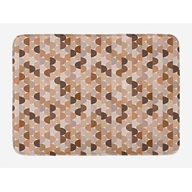 Ambesonne Abstract Bath Mat, Semicircles or Half Round in Brown Tones, Plush Bathroom Decor Mat with Non Slip Backing, 29.5" X 17.5", Taupe Caramel