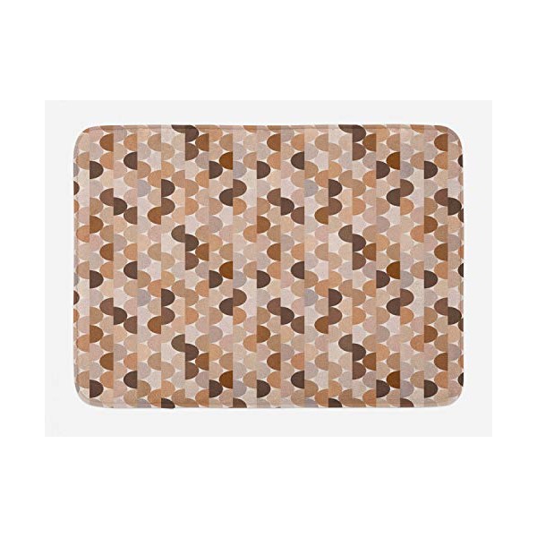 Ambesonne Abstract Bath Mat, Semicircles or Half Round in Brown