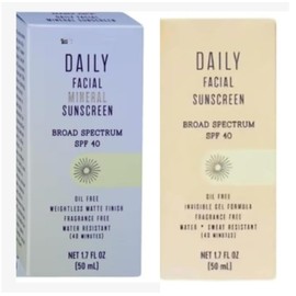 Daily Facial Sunscreen Broad Spectrum SPF40, oil free invisible, gel formula, fragrance free, water + Sweat Resistance (Mineral and Daily)