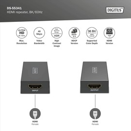 DIGITUS HDMI Repeater - UHD 8K/60Hz 10m - UHD 4K/60Hz 13m