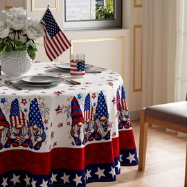 XCHI Gnomes Stars Patriotic America 4th of July Memorial Day Independence Day Tablecloth Round Washable Table Covers for Home Party Decorations 70x70 Inch