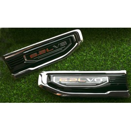 Pair New 6.2L V8 Driver Side Vent Right Left 3D Badge Emblems Replacement for 19-24 GMC Sierra 1500 GM (Chrome Red)