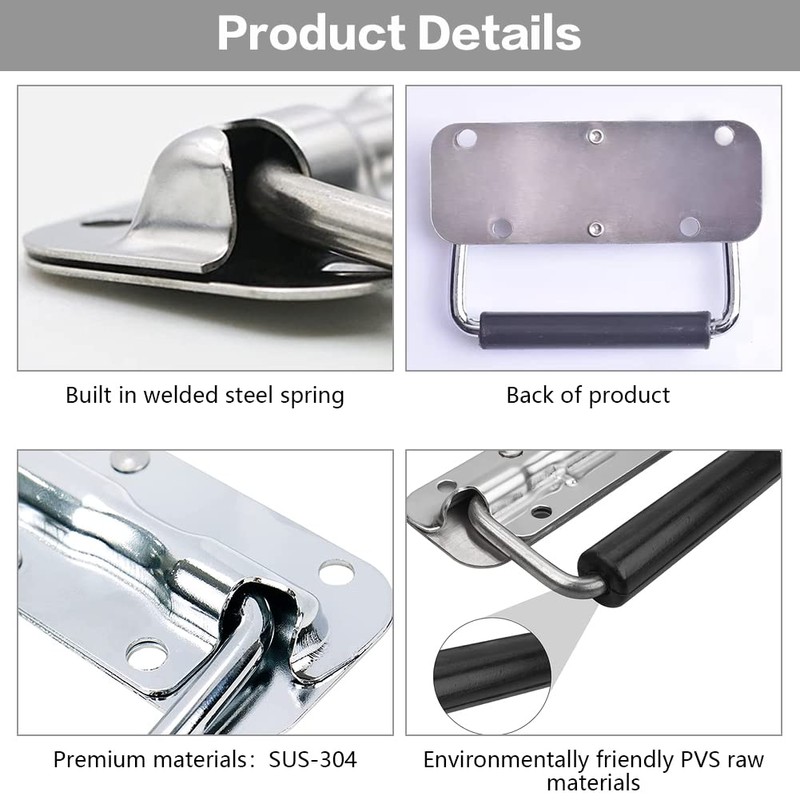 TUKNN Folding Handle, Spring Loaded Carry Handle, Folding Handle, Stainless