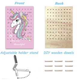 RORANIC Unicorn Earring Holder for Girls,Earrings Organizer Jewelry Display Stand,Earring Rack with DIY Wood Dowels for Earrings Necklaces Bracelets and Rings (Rainbow Unicorn)