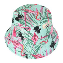 ZLYC Unisex Cute Unique Print Travel Bucket Hat Summer Fisherman Cap (Flamingos)