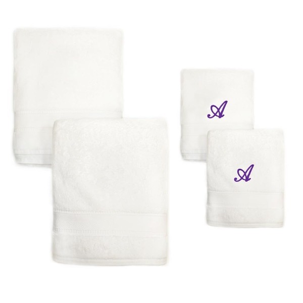 Super Soft Thick Embroidered White Turkish Cotton Bath Towel Set