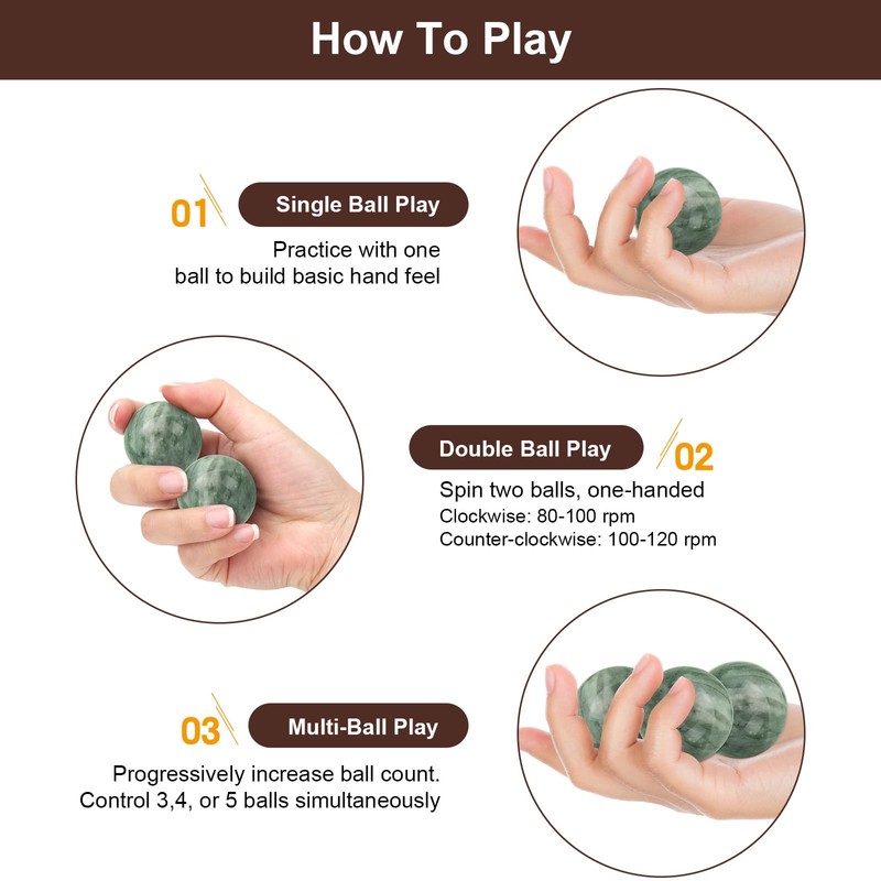 1.57" Marble Baoding Balls for Hand Therapy Exercise, Chinese Health