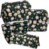 Women's Cosmetic Bag Set with Daisy Design - (4 Sizes,