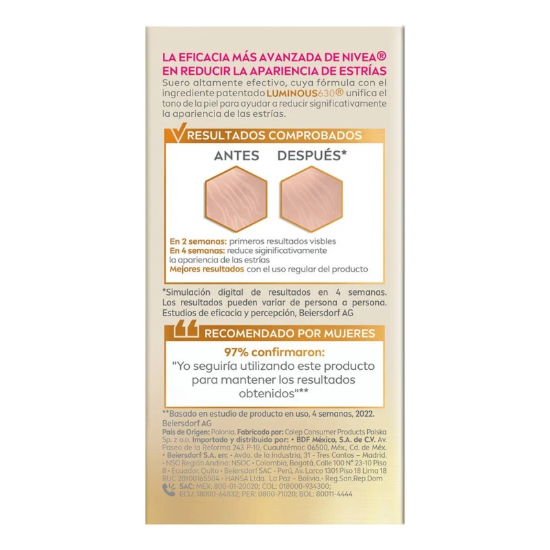 Nivea Serum Tratamiento Luminous630 Anti-estrías 100 Ml