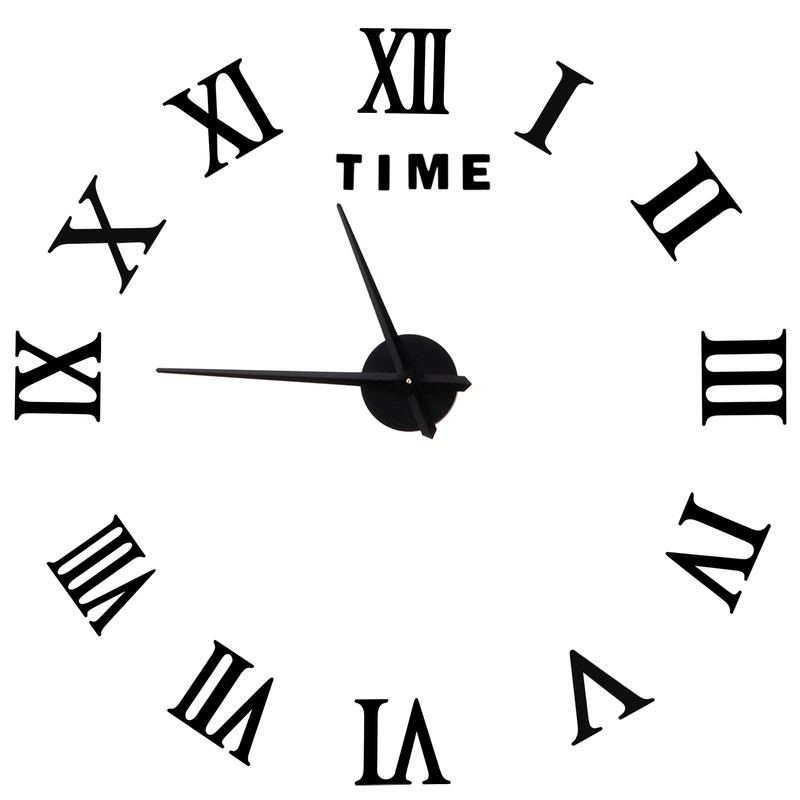 DIY Wall Clock Roman Numerals Frameless Mirror Surface Wall Clock