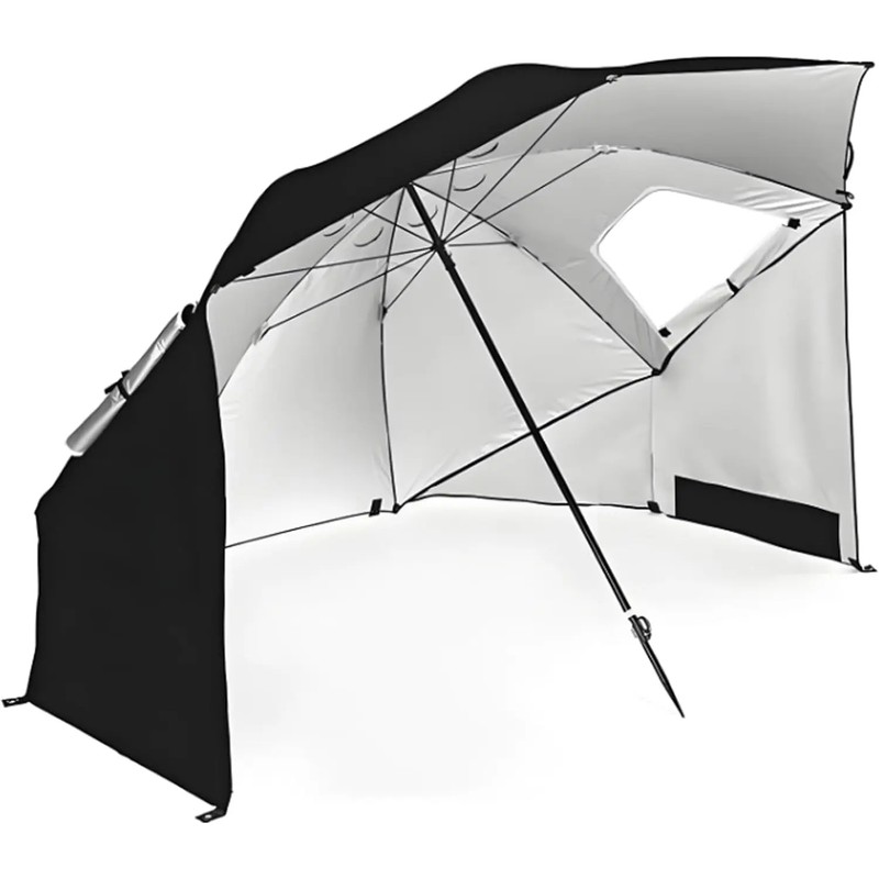 UPF 50+ Beach Umbrella with Sand Anchor, 94 Inch Windproof