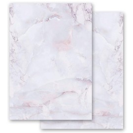Writing Paper Sets Marble and Structure, Marble Lilac, 20 Sheets Letter Paper + 20 Matching Envelopes DIN Long without Window, Paper Media