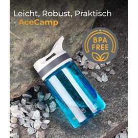 AceCamp Tritan 155169 350ml Leak-Proof BPA Free Sports Bottle with Straw Blue