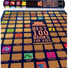 Travel Revealer 100 Kids Books Scratch Off Poster, Best 100 Books for kids Scratch Off Poster, 24x17 Gold Foil Novel Scratch Off Poster with learn to read books