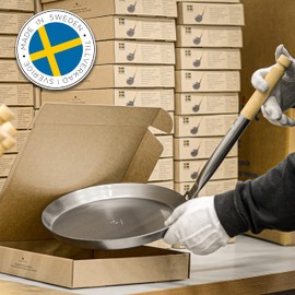 Stabilotherm JÄGARSTEKPANNA ORIGINAL XL Carbon Steel Frying Pan with Foldable Steel Pipe Handle, for Outdoor Indoor Cooking, Camping