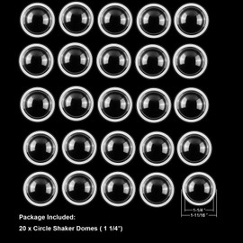 CYFUN DESIGN 20 Pack Circle Shaker Domes for Card Making Peel-Away Adhesive Clear Plastic Dimensional Paper Crafting Window Blister Puffy Covers 1/4'' Diameter