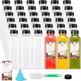 20pcs 16oz Juice Bottles, Plastic Juicing Bottles with Caps, Clear Drink Containers with Lids for Drinking, Smoothie and Other Beverages - Model: 36PCS