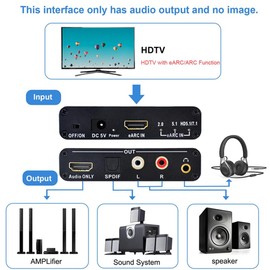 H.May eArc to RCA+SPDIF+HDMI Audio Converter,RCA 3.5mm Audio Adapter,24bit/192KHz Audio Sampling Rate,ARC Audio Return, HD 5.1 and HD 7.1 Channels,Supports eARC & ARC inputs