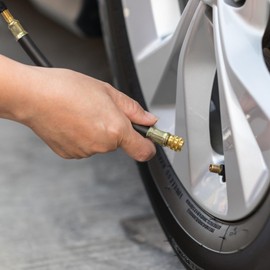 Desenda 8.1" Flexible Tire Valve Extension Adapter with Cap, Rubber Tyre Inflator Extension Adaptor Air Extender for Most Auto E-scooter Tractor Motorcycle Bike Car Spare Tire