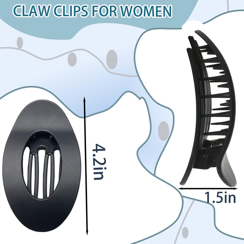4 PCS Flat Hair Claw Clips, Car Safe Hair Clips