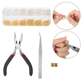 herramientas bisuteria de acero inoxidable aros de acero para collares diy kit de fabricación anillo de salto cierre pinza y argolla 1 caja Anillos de salto de aleación de zinc Hallazgos(Con pinzas)