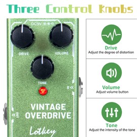 Overdrive Pedal, Lotkey Electric Guitar Effects Pedals Mini Single Type DC 9V True Bypass