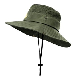 Surblue Boonie Hat Outdoor Sun Hat Breathable Wide Brim UV Protection Fishing Hat Foldable Waterproof Safari Hat for Hunting Hiking Camping Gardening,Green