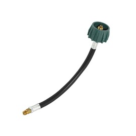 Flame King 12-inch Pigtail Hose Connectors, 1/4" Male Inverted Flare for RV, Van, or Trailer, Propane Tank 2-Stage Auto Changeover Regulators - E12INPT, Black/Green