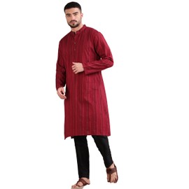 Filori Studio - Men's Pure Cotton Woven Long Kurta (Kurta Only) Maroon