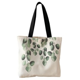 Zabonchi Cute Canvas Bag, Tote Bag, Large Capacity, Shoulder Bag, Bag for Commuting to School, Going Out, with Zipper / Buttons, Aoba