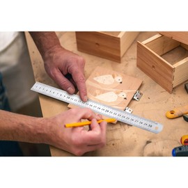 Set of 3 Metal Ruler 15cm 20cm 30cm Metal Straight Edge Ruler Steel Ruler for Office, Home, College, Craft, Engineering, Architectural Work