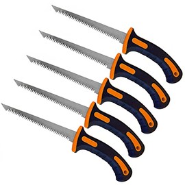 Wideskall 5-Pack 6.5" inch Utility Wallboard Drywall Hand Saw Confirm Rubber Grip Handsaw